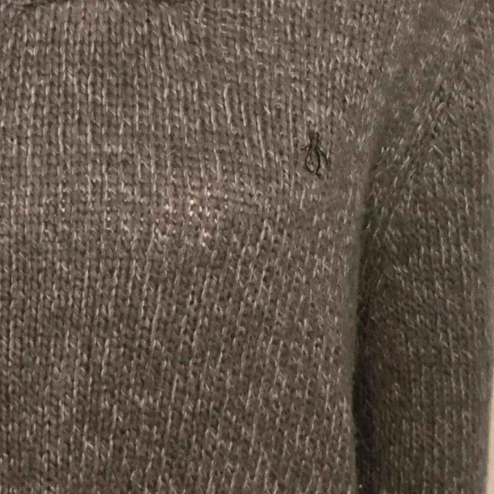 Penguin Gray Cotton Pullover Knit Pullover V-neck Sweater Size XL - Picture 2 of 11